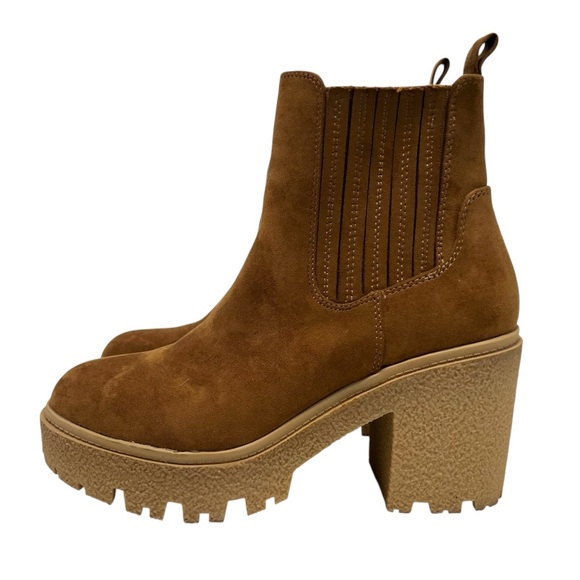 Steve Madden Caster H20 Camel Micro Suede Waterproof Lug Sole Boot Women 8 - Picture 7 of 15